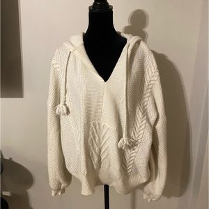 Central Park West Off White Hooded Sweater